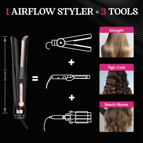 SKIMI Airflow Styler 2.0 Titanium Flat Iron & Curling Wand