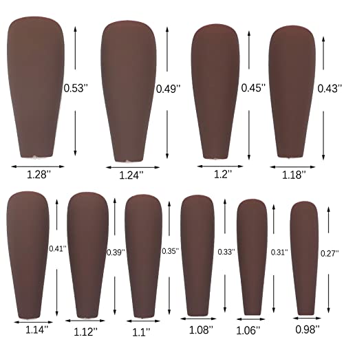 AddFavor 400pcs Long Press on Nails Coffin Matte Fake Nails Full Cover Ballerina Medium Length Acrylic Artificial False Nail Tips 20 Solid Colored Coffin Nails for Women DIY Nail