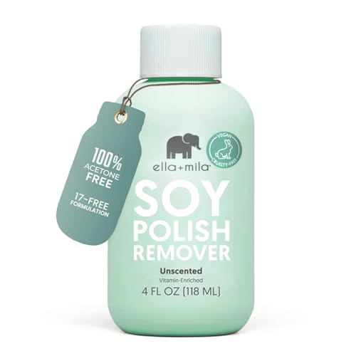 ella+mila Soy Nail Polish Remover - Non-Acetone, Unscented, 4 fl oz
