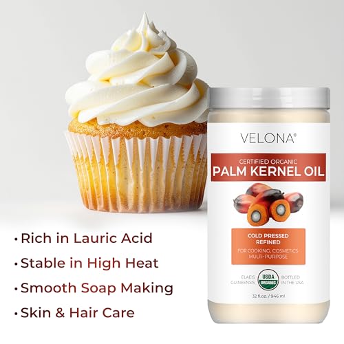 velona USDA Certified Organic Palm Kernel Oil - 1 Gallon / 128 Fl Oz | 100% Pure and Natural Carrier Oil | Refined, Cold Pressed | Face, Hair, Body & Skin Care | Use Today - Enjoy Results