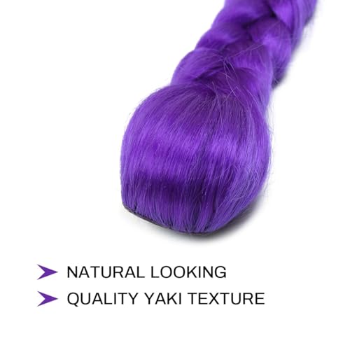 26 Inch Pre-Stretched Purple Braided Ponytail for Braids - Youth & Adult