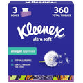 Kleenex Ultra Soft Facial Tissues, 3 Flat Boxes, 360 Total
