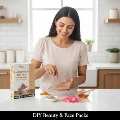 Herbs Botanica Chandan Sandalwood Powder Natural 227gm / 8 oz For Skin, Face Pack, Face Mask, Worship Tilak, Auspicious Occasions 100% Natural, Soothing, Cleansing, Wrinkles