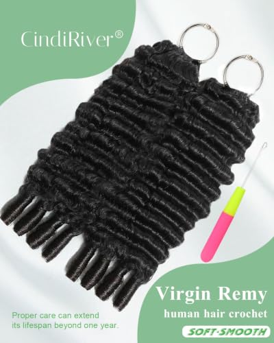 Burmese Curly Crochet Human Hair Extensions - 18 Inch, 60g