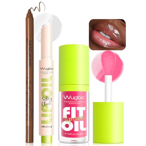 Brown Lip Liner & Pink Lip Gloss Oil Combo Set