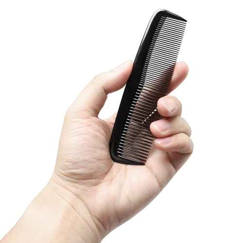 12 Pieces Pocket Hair Combs, 5" Combs for Men & Women, Travel-Friendly, Dual-Density Teeth for Short Hair, Beards, Mustaches & Sideburns (Black)