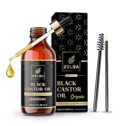 Zelba Organic Jamaican Black Castor Oil 4.2 oz ? Cold Pressed, 100% Pure & Natural ? Hair Growth, Eyelash & Eyebrow Enhancer, Skin Moisturizer ? Hexane-Free ? in Glass Bottle