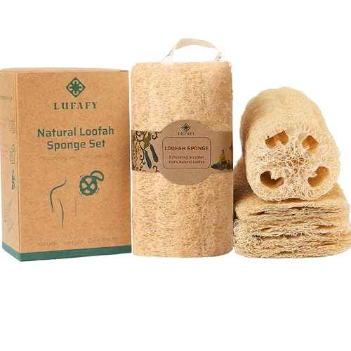 Natural Loofah Sponge, 5?Pack (6") Exfoliating Body Scrubber for Shower, Luffa Sponge, Bath & Kitchen ? Plant-Based