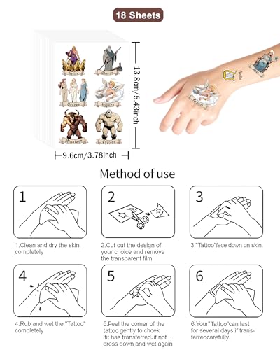 150Pc Greek Mythology Temporary Tattoos - Kids Safe