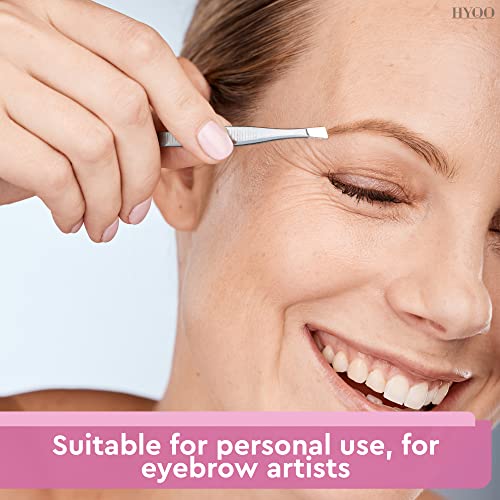 24-Pack Stainless Steel Slanted Tweezers 3.5in - Eyebrow & First Aid