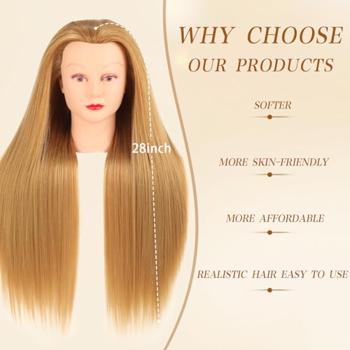 80% Human Hair Mannequin Head 28 inch with Table Clamp Stand