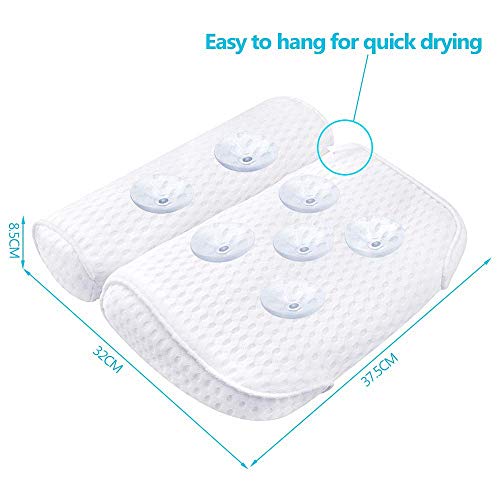 AmazeFan Bath Pillow with 4D Air Mesh Technology and Suction Cups - Supports Head, Neck, and Shoulders