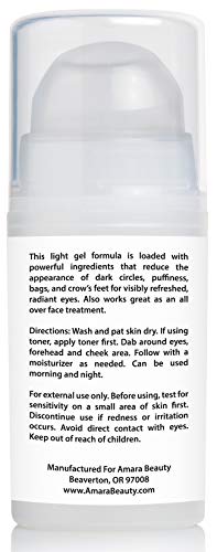 Amara Beauty Eye Cream Gel - Dark Circles, Puffiness & Wrinkles, 0.5 oz