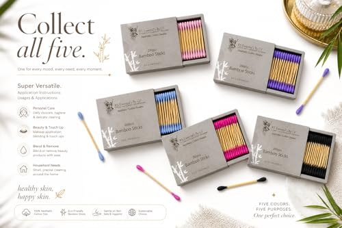 Bamboo Cotton Swabs 200 Count - Eco-Friendly Multi-Color