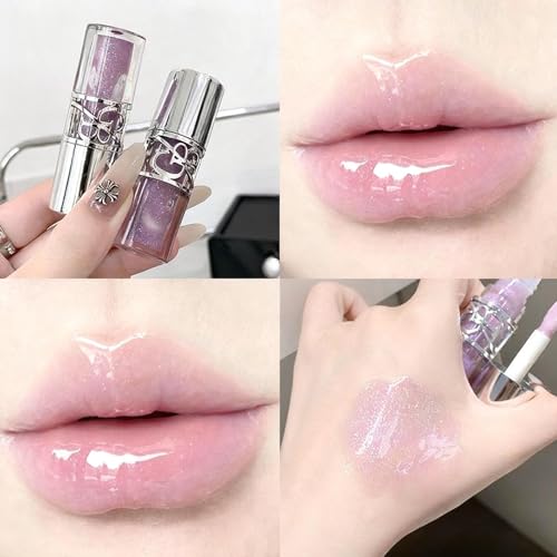 4Pcs Glitter Lip Gloss Set,High Shine Hydrating Long Lasting Non-Sticky Vegan Tinted Formula,Glossy Finish Glass Like Shine Lip Gloss for Women Girls