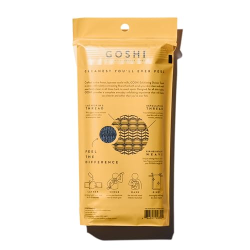GOSHI Exfoliating Shower Towel - Long Body Scrubber for Back Acne