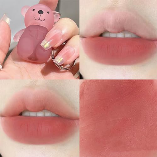 Baorder 4-Piece Velvet Matte Liquid Lipstick Set with Bear Keychain