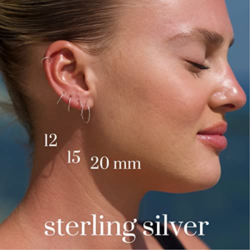 Solid Sterling Silver Sleeper Hoop Earrings | Sleeper Earrings Sterling Silver Sterling Silver Endless Hoop Earrings for Women 925 Sterling Silver Huggies for Women | Handmade in FL