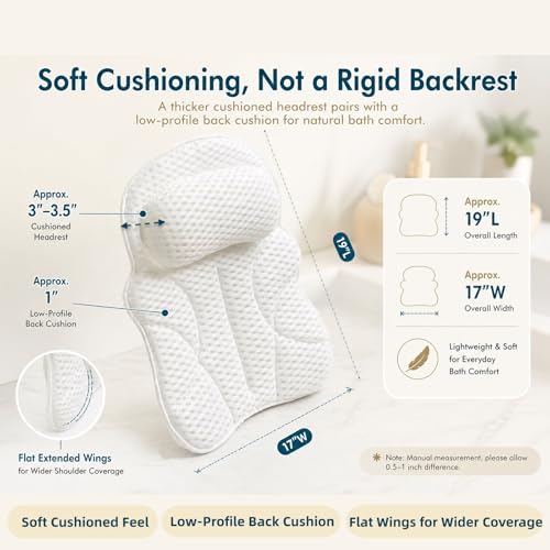 Bath Pillow for Tub with 4D Air Mesh & Suction Cups