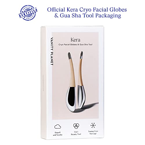 Vanity Planet Kera, 3-In-1 Cryotherapy Facial Globes and Gua Sha Beauty Tool ? Revitalize Tired Skin, Reduce Puffiness and Alleviate Tension - Ideal for Facial Contours, Temples, Neck and Body