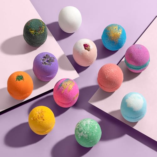 12 Handmade Bath Bombs Gift Set - Moisturizing Fizzies for Relaxation