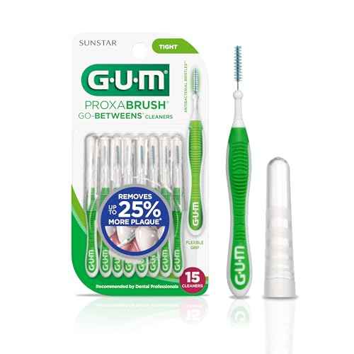 GUM Proxabrush Go-Betweens - Tight - Interdental Brushes - Soft Bristled Dental Picks for Plaque Removal & Gum Health - Safe for Braces & Dental Devices, 15 Count