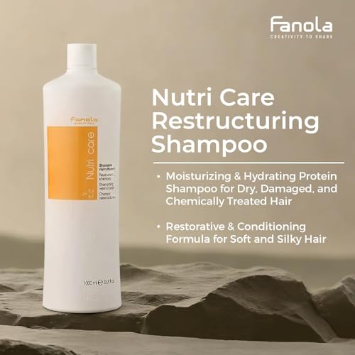 Fanola Restructuring Hair Shampoo for Women & Men - Moisturizing Shampoo for Dry Hair Enriched with Milk Protein - Repairing, Nourishing, Anti-Frizz Formula for Dry & Brittle Strands (33.8 Fl oz)