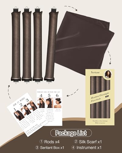 Heatless Hair Curling Rod Set with Satin Scarf - Velvet Overnight Rollers