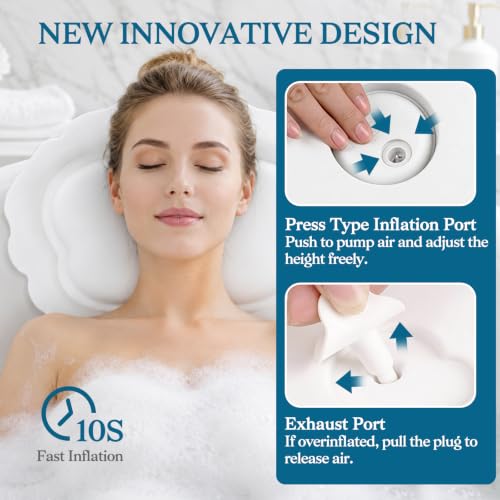 Inflatable Silicone Bath Pillow with Head & Neck Support