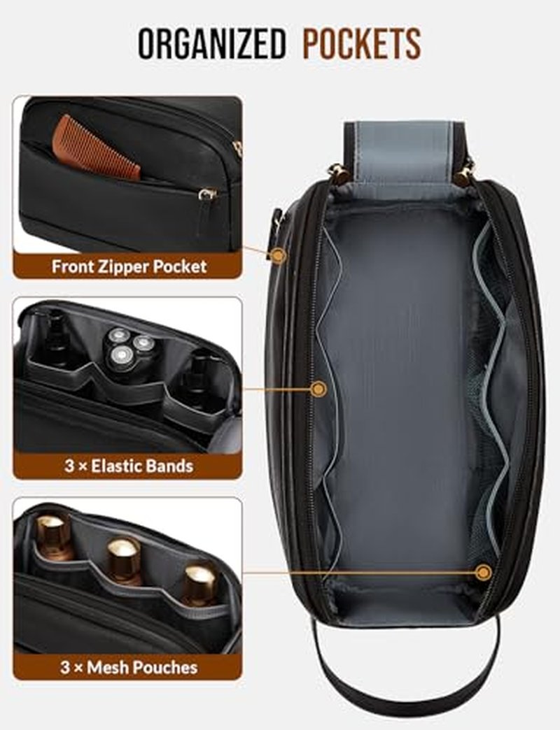 Celvetch PU Leather Toiletry Bag for Men - Water Resistant