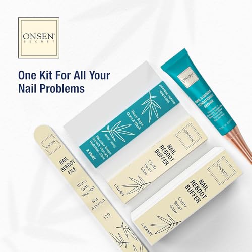 Onsen Secret Japanese Nail Care Kit with Cuticle Serum & Buffer Block