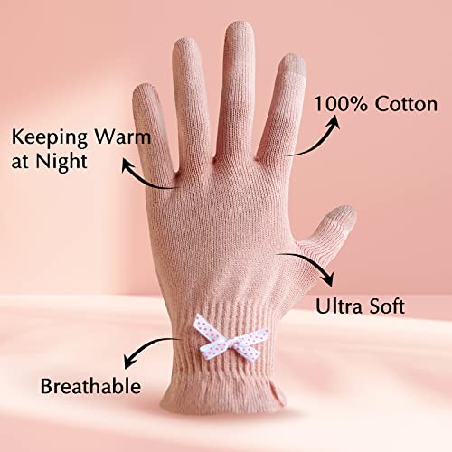 Evridwear Touchscreen Cotton Moisturizing Gloves for Sleeping - 6 Pairs