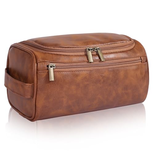 Travel Toiletry Bag for Men & Women, PU Leather Dopp Kit