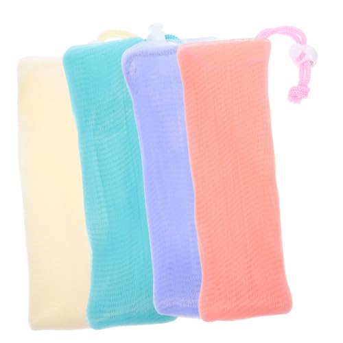 4 Pack Soap Mesh Pouch Bags with Drawstring - Exfoliating