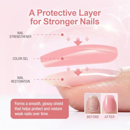 Ontel Armor Nail Gel Strengthening Base & Top Coat, Pink (0.45 Fl Oz)