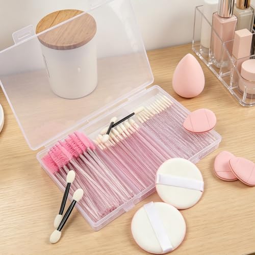 Pink Disposable Makeup Applicator Kit with Micro Brushes & Sponge Set - Light Pink