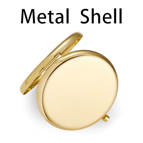 Compact Travel Makeup Mirror - 1X/2X Magnification, Gold, 6 Pack