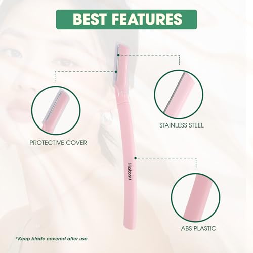 Face Razors for Women & Men Face Hair, Dermaplane Razor with Protective Cap, Womens Facial Razor for Peach Fuzz & Eyebrow Grooming, Ideal Travel Friendly Gift - 3pcs