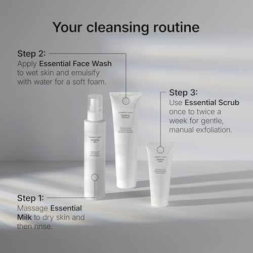 [ comfort zone ] Essential Cleansing Milk, Creamy Silkening Face Wash, Gentle Makeup Remover, Nourishing Daily Cleanser, Dry Skin & All Skin Types, Natural Ingredients, Made in Italy, 6.76 Fl Oz