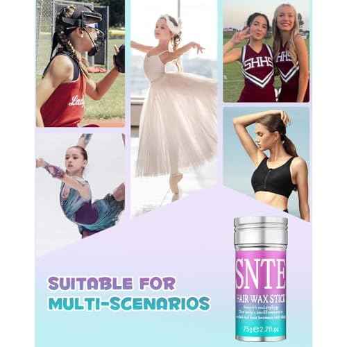 Hair Wax Stick for Girls Women, Wax Stick for Hair, Tamer for Flyaway, Hair Accessories £¦ Hair Bun Maker for Women to Ponytail, Bun, Braids, Designed for Softball, Gymnastics, Dance Fashion Hairstyle