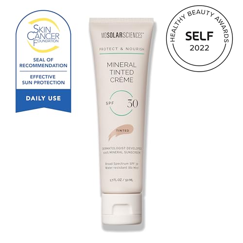MDSolarSciences Mineral Tinted Cr?me Sunscreen SPF 30 | Water-Resistant, Broad Spectrum UV Protection | Blendable Micronized Zinc Oxide Cream | Natural Matte Finish for All Skin Types (1.7 Fl Oz)