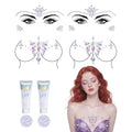 Wehhbtye 6 Pcs Mermaid Glitter Face and Chest Gems, Rhinestone Chest Jewels Face Sticker with Body Glitter, Festival Rave Body Crystal Tattoo for Halloween Costume Themd Party Makeup