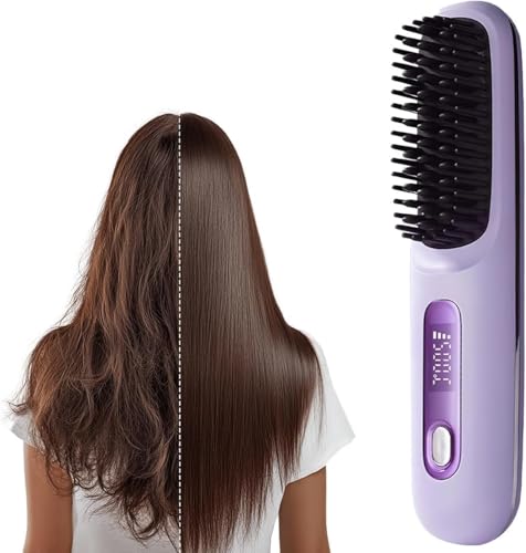 HERONLINK Cordless Straightening Brush for Short Hair - 4 Heat Settings