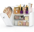 Makeup Organizer with Brush Holder & 3 Clear Drawers