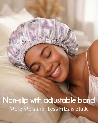 Satin Hair Bonnet with Scrunchie for Curly Braids
