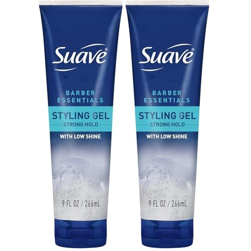 Suave Hair Gel For Men Barber Essentials Styling, Strong Hold and Low Shine, No Flakes, Barber-Quality Results, 9 oz, (Pack of 2)