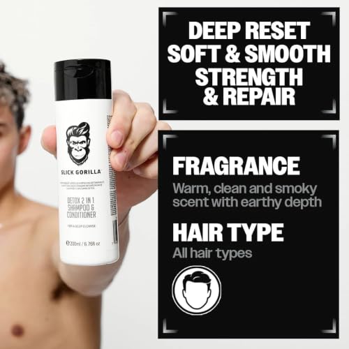 Slick Gorilla Detox 2-in-1 Shampoo & Conditioner for Men, 6.76 fl oz