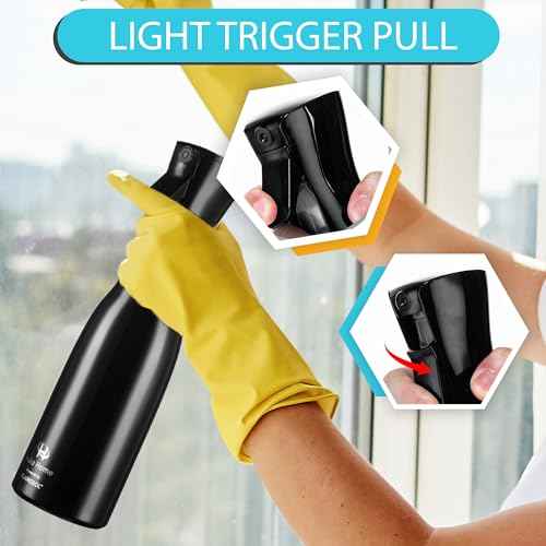 Hula Home Spray Bottle for Hair (20oz/590ml) - Powered by Flairosol¢ç Spray Technology - Continuous Ultra Fine Mist Sprayer ? For Hairstyling, Cleaning, Salons, Plants, Essential Oil & More - Black