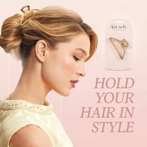 Kitsch Open Shape Metal Hair Claw Clip for Women - Elegant Gold Finish