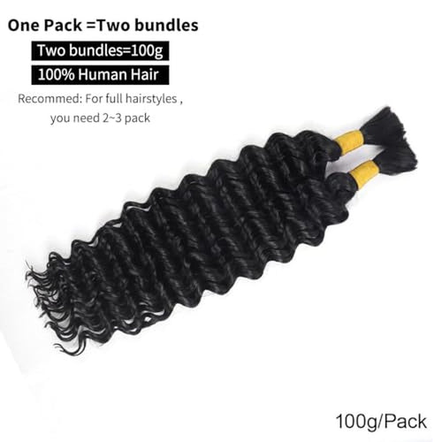 100% Human Hair for Boho Braids Deep Wave 2 Bundles